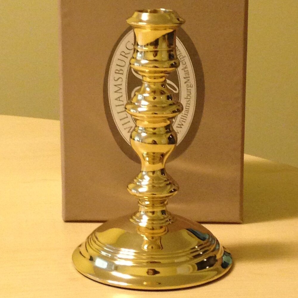 NEW! 7" brass candlestick. Colonial Williamsburg.